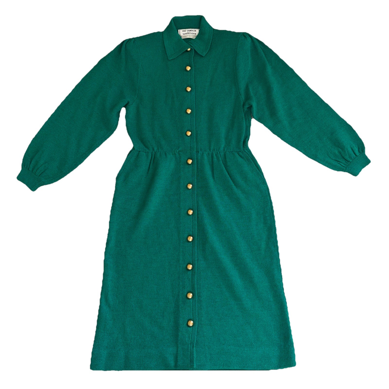 Vintage Pat Sandler For Wellmore Emerald Green Wool Blend Dress Women’s Size 8