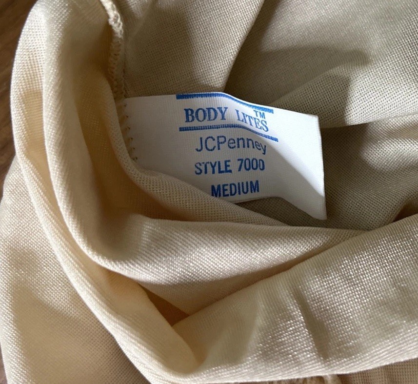 VTG Silky Nylon Second Skin Body Lites JCPenney M Bodysuit HTF Hi Cut Back Seam