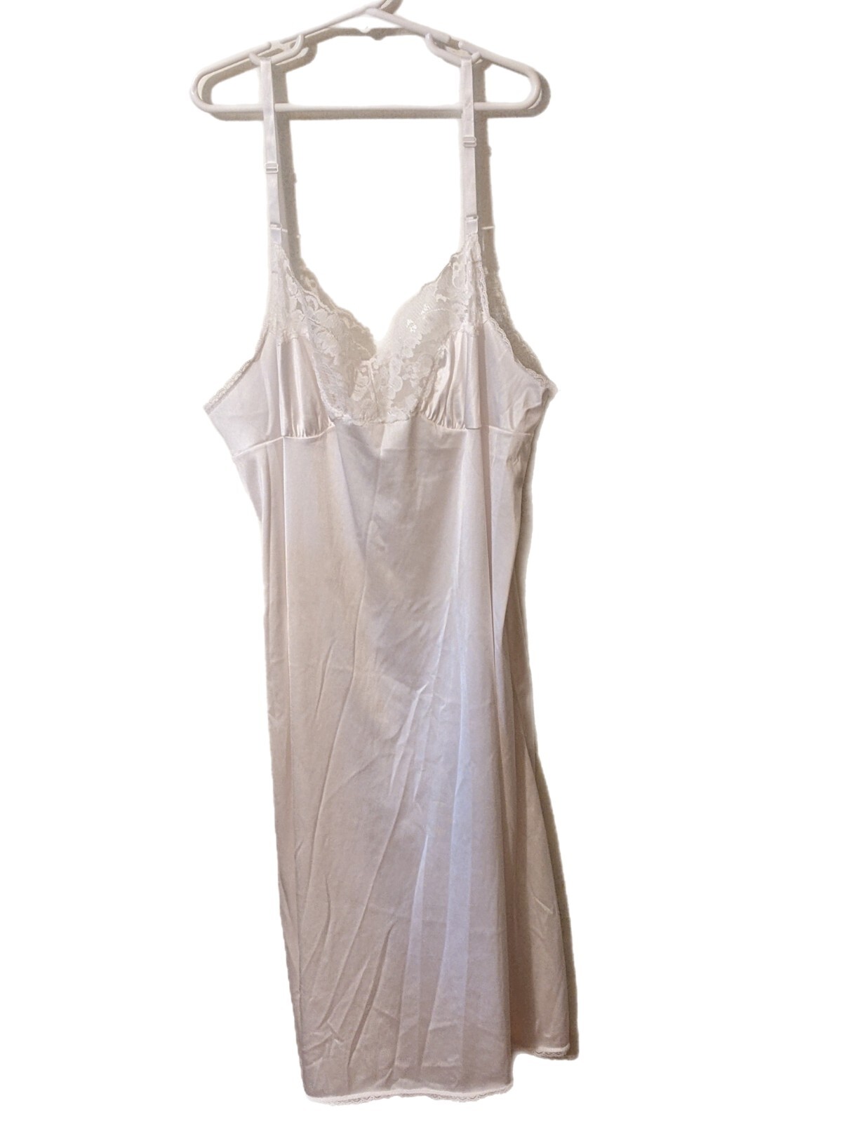 Vintage Vassarette White Nylon Slip Petticoat Size 38 24″/44 Style 10-105
