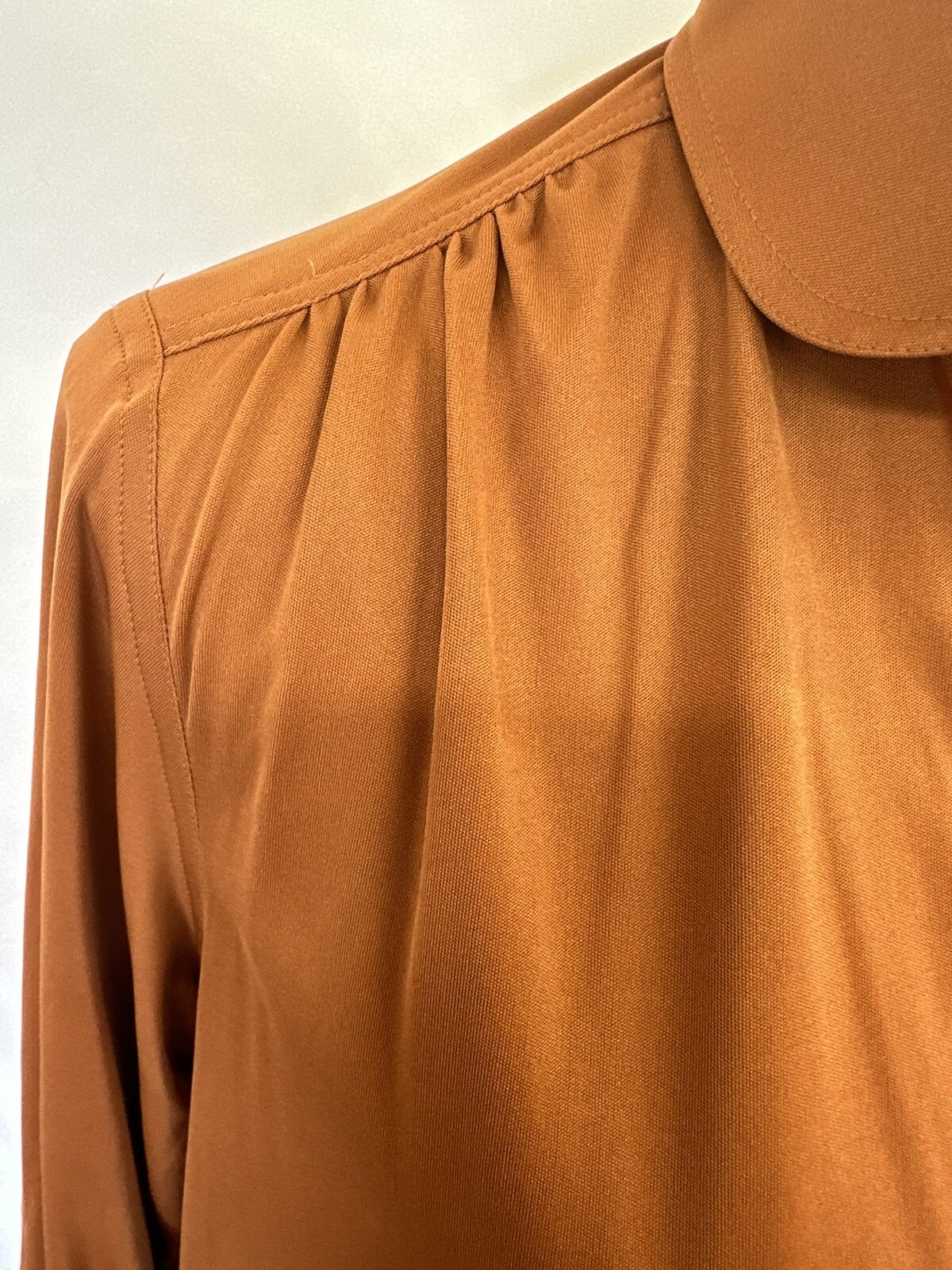 VTG 70s ALBEE brand Shirt WOMENS 16 Long Sleeve Rust Brown Button Front Blouse