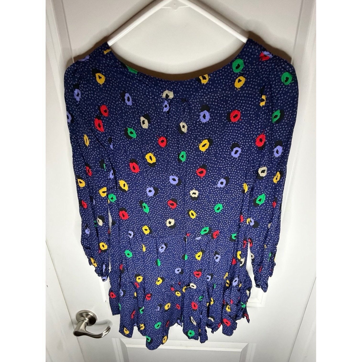 Anthropologie MAEVE Tunic Women’s Lila Tiered Retro Polka Dots Tunic Blouse XS