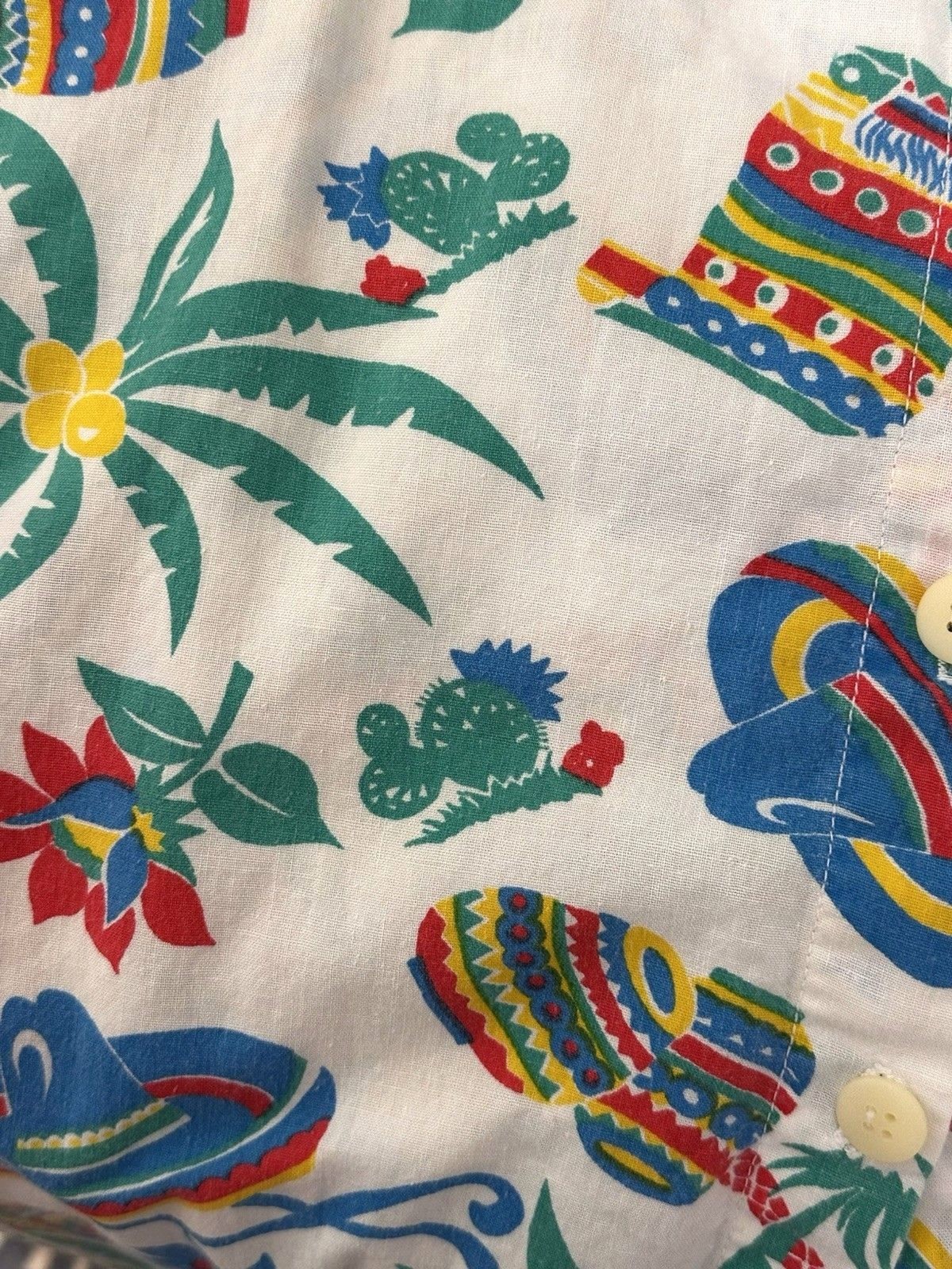 Vintage 90s Venezia Mexico Novelty Shirt Sz 26/28, 2X Vacation Sombrero Colorful