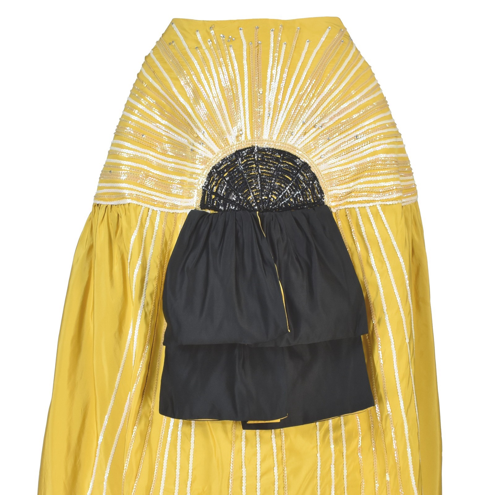 LEE MENICHETTI Golden Yellow Silk Faille Cloak with Black Silk Lining OS