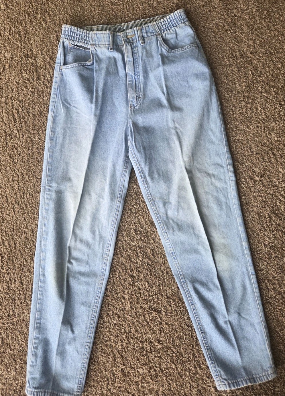 Vintage Lee High Rise Tapered Mom Jeans Light Wash Womens M 14
