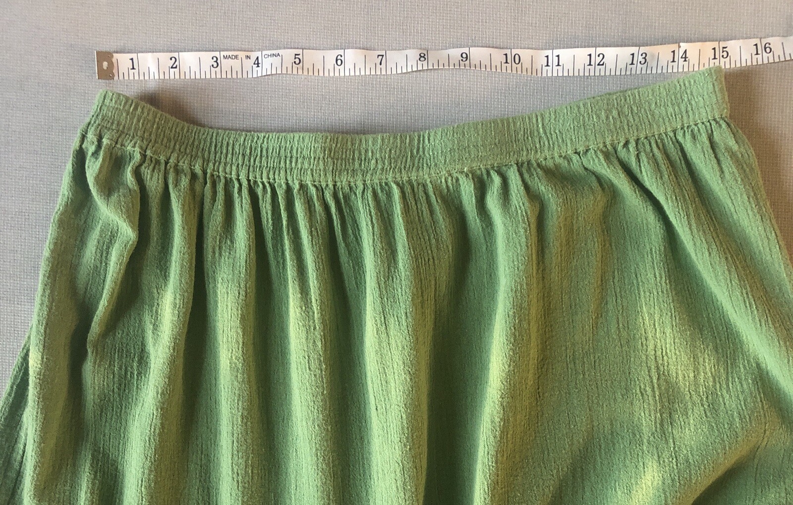 70s Vtg Two Twenty L Pull On Lime Green Cotton Tiered Skirt Boho Hippie Spring