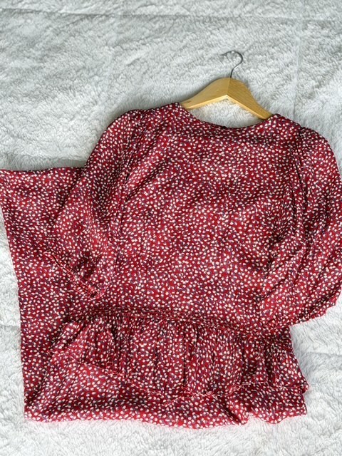 Vintage Jane Schaffhausen Belle France Rayon Dress Red Floral Ruffle Size 8 USA