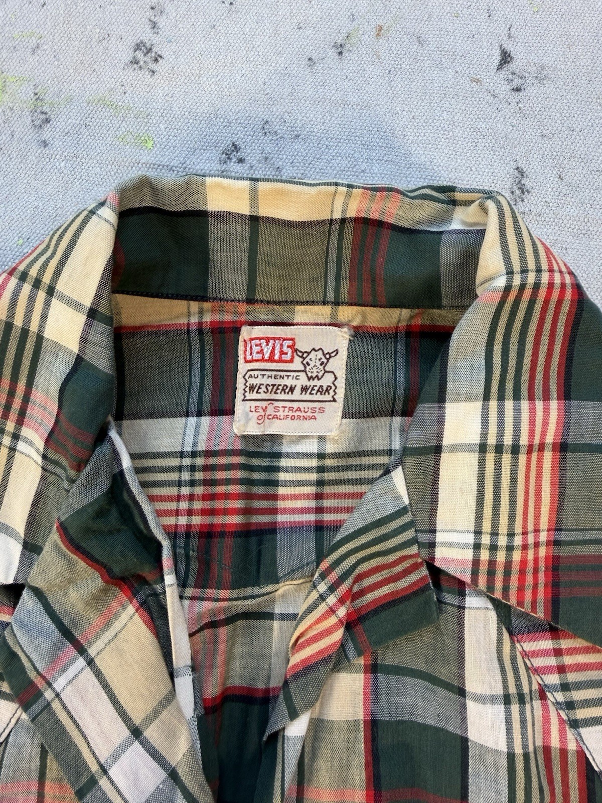 Vintage 1950s Short Horn Levi’s Western Ranch Wear Short Sleeve Plaid Top