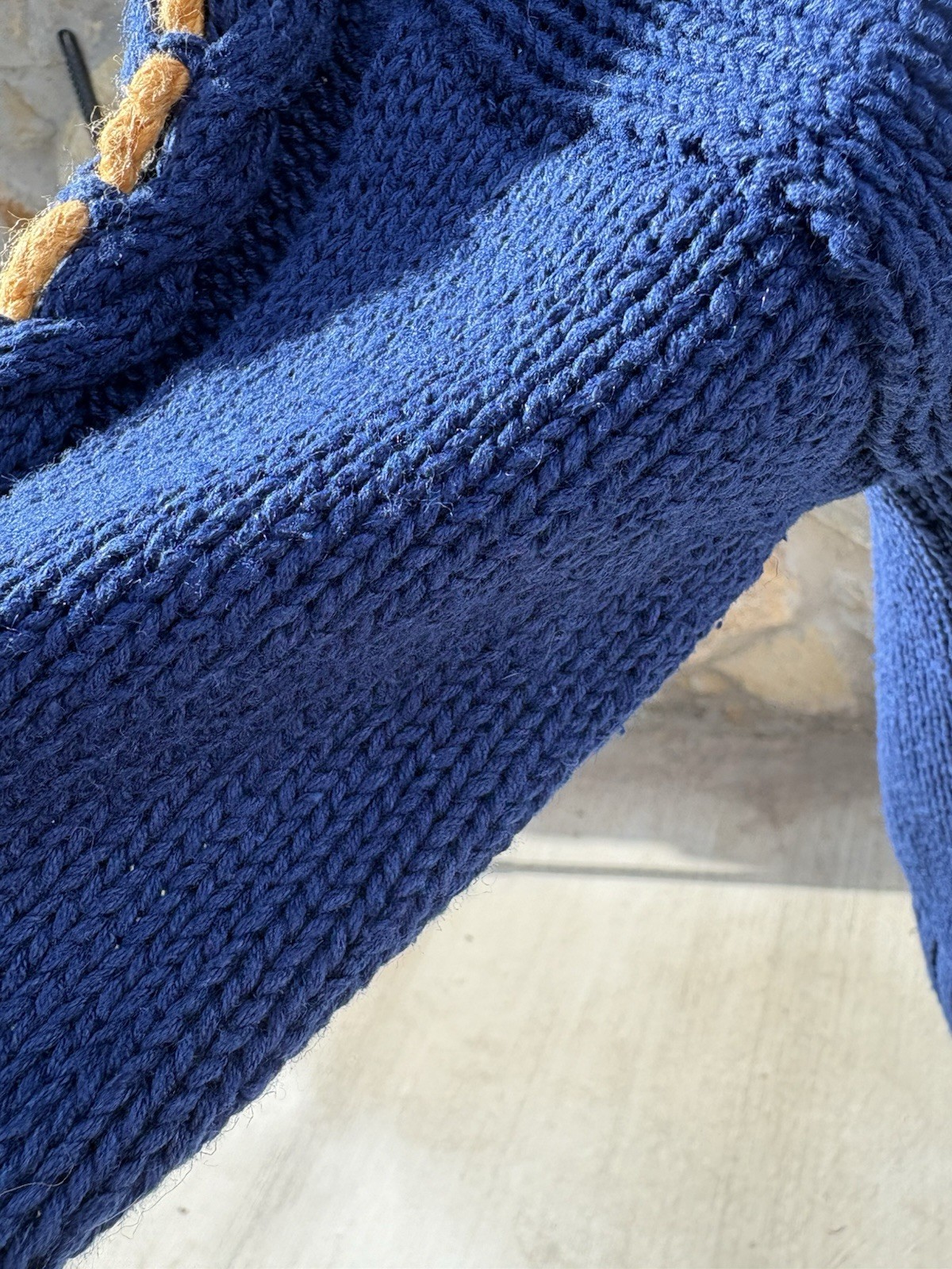 Vintage Mixed blues S Chunky Cable Knit Base W/ Colorful Embroidery POM POM READ