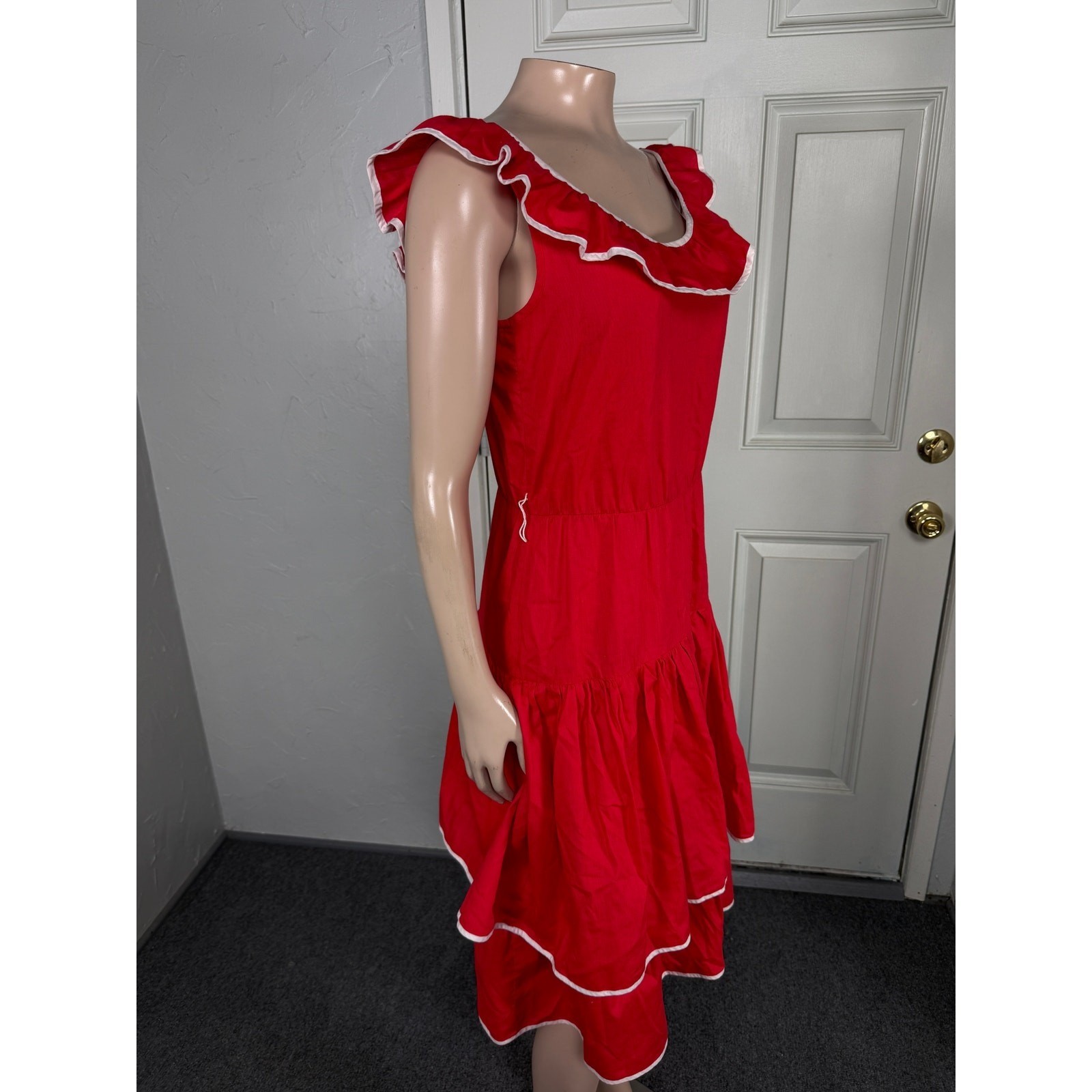 Vintage 70s Goody Women’s Dress 3 Square Dance Cotton Ruffle Western Country C7