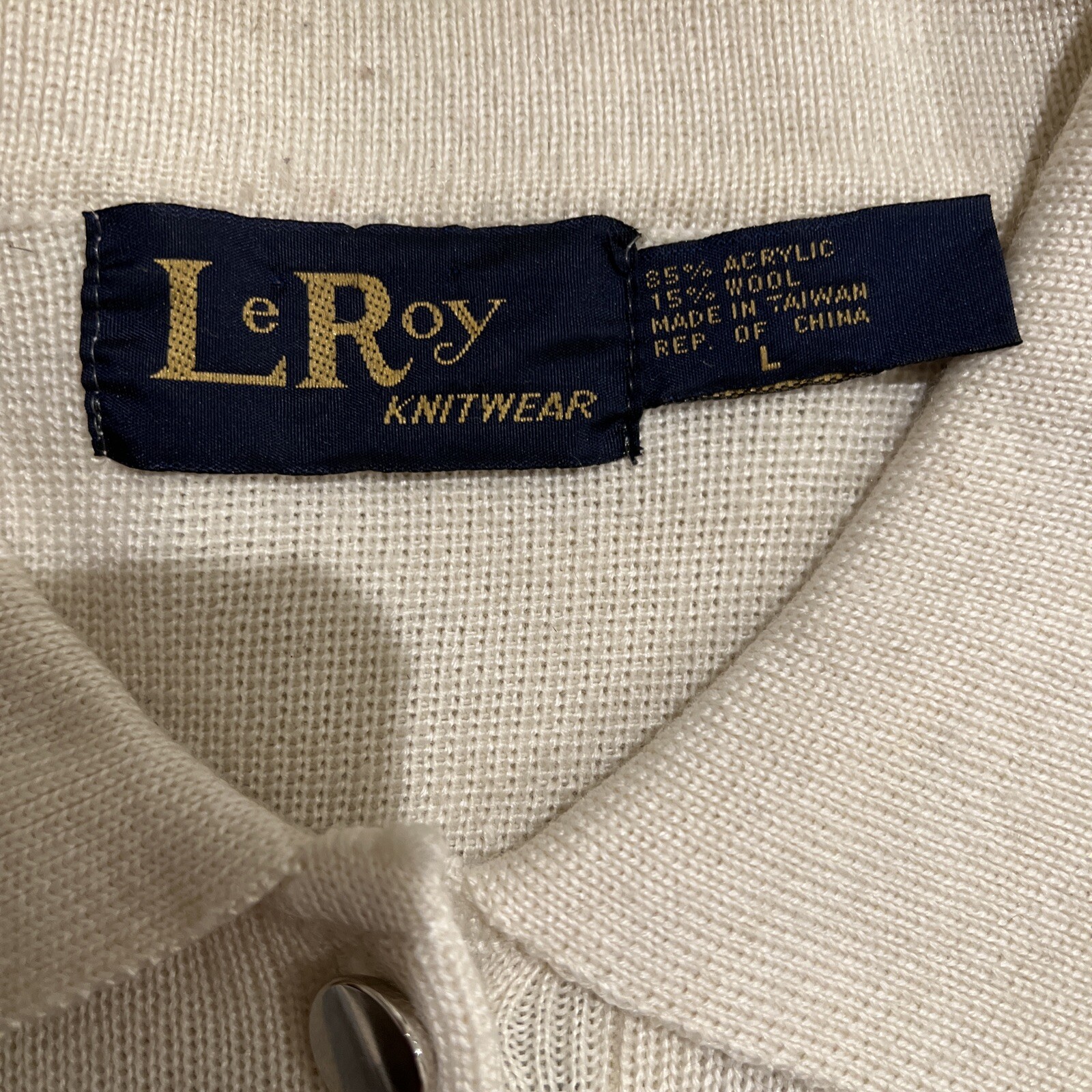 Vintage Women’s Multicolor Acrylic/wool Collared Le Roy Knitwear Sweater Size L