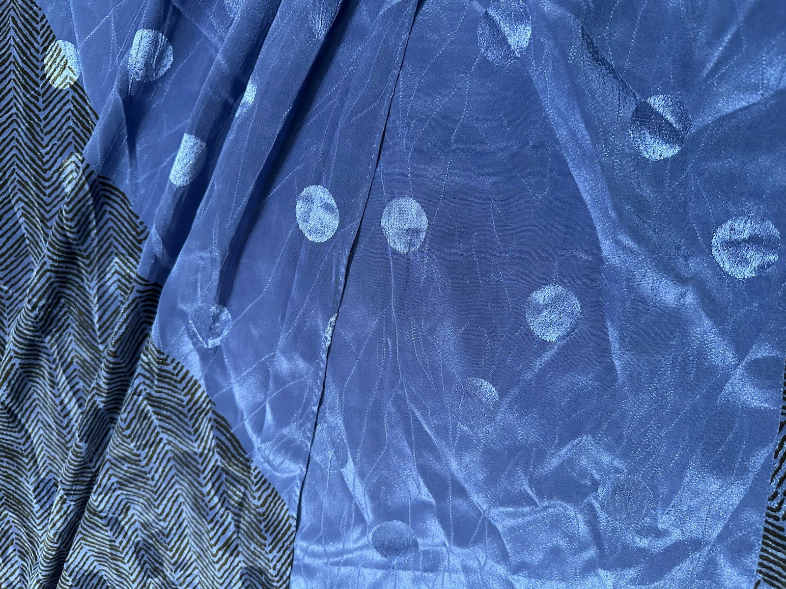 Blue Vintage 80’s Satin Print Rayon Slip Dress Faux Wrap Medium Evening Studio54
