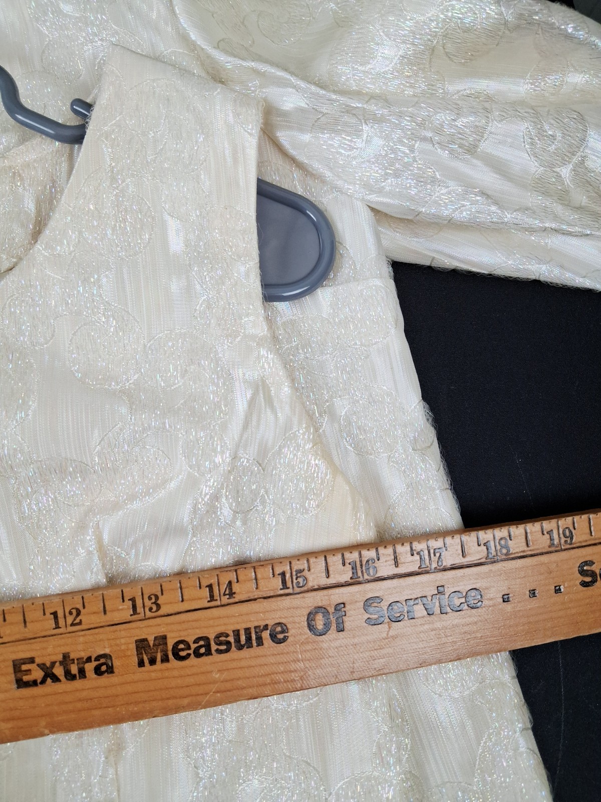 Vintage Mid Century Jaquard Skirt Jacket Set SMALL Iridescent Cream 3pc Flawed