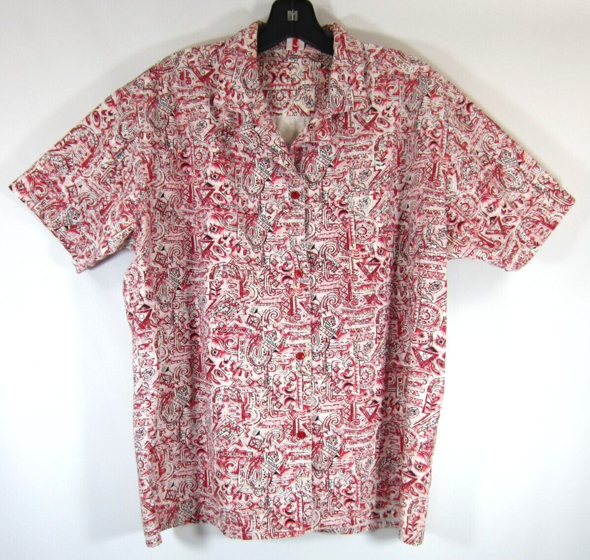 Vintage 80s Graphic Print Art Shirt Women MED Boxy AOP Doodles