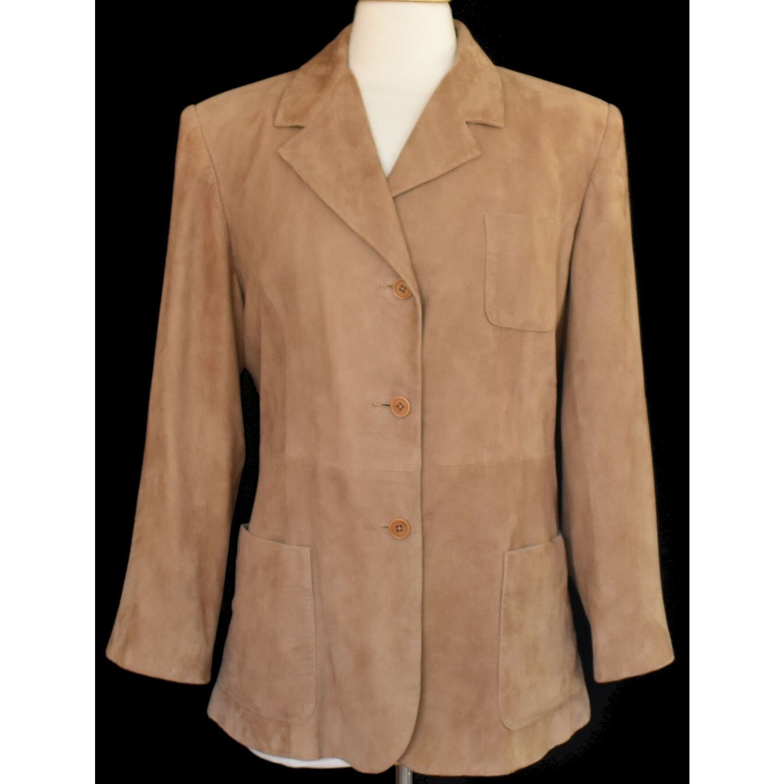 Faconnable Goatskin Suede Jacket, Luxury French Designer Women Blazer, L to XL