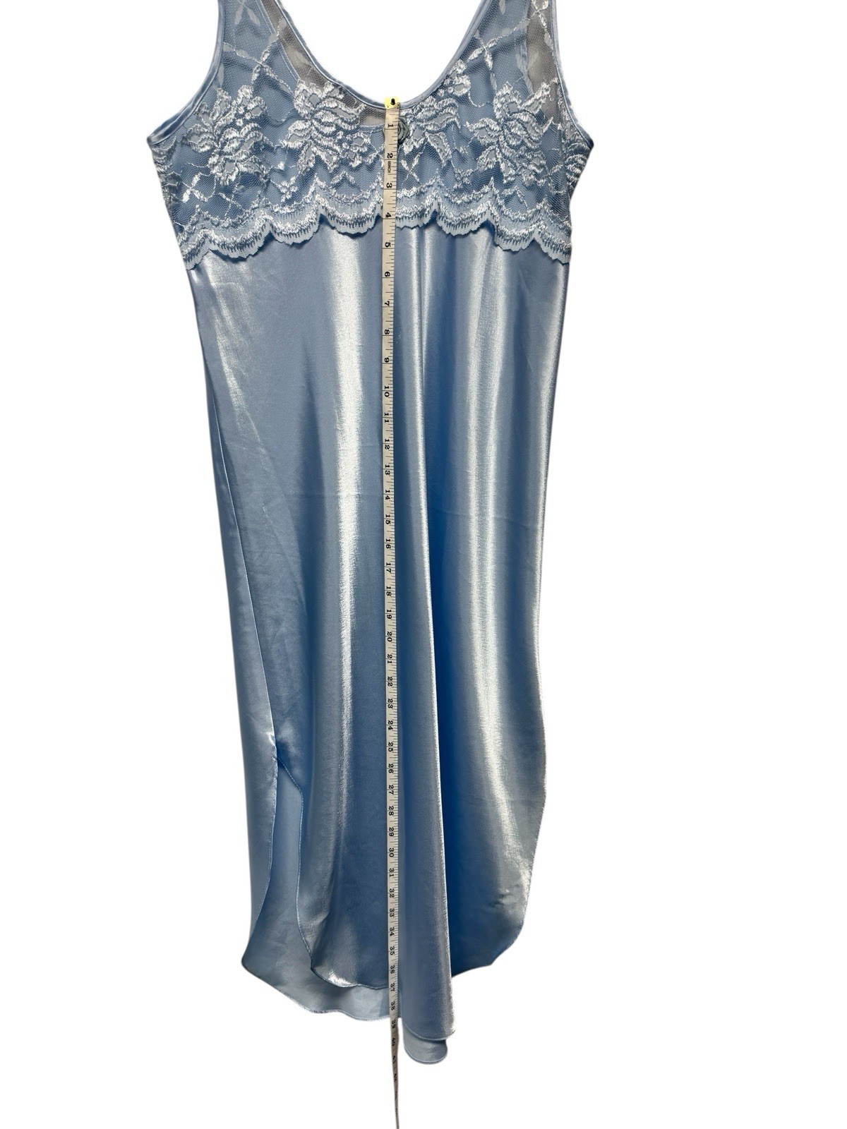 Vintage Romance Du Jour California Liquid Satin Lace Nightgown Slip Dress Blue S