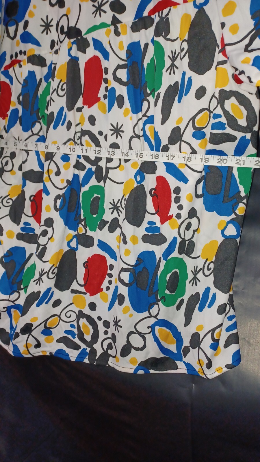 Vintage Top Notch v neck colorful Unique short Sleeve Top 20W 40 Blouse NWT