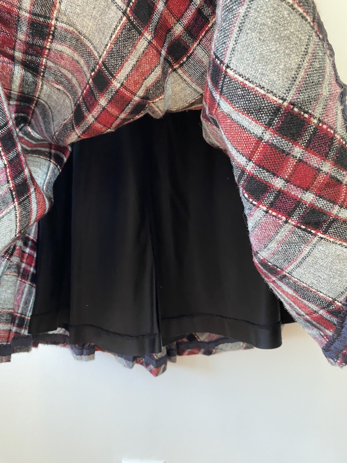 Vintage Mr Beau RL Davis Pleated Midi Skirt Small Gray Red Plaid Lined Academia