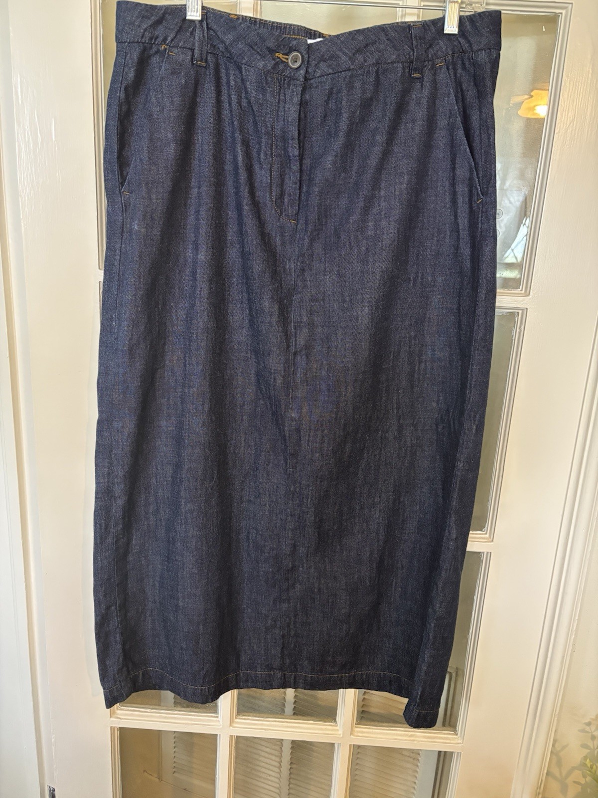 Vintage Crazy Horse Liz Claiborne Denim Maxi Jean Skirt Sz 12 Dark Wash A-Line
