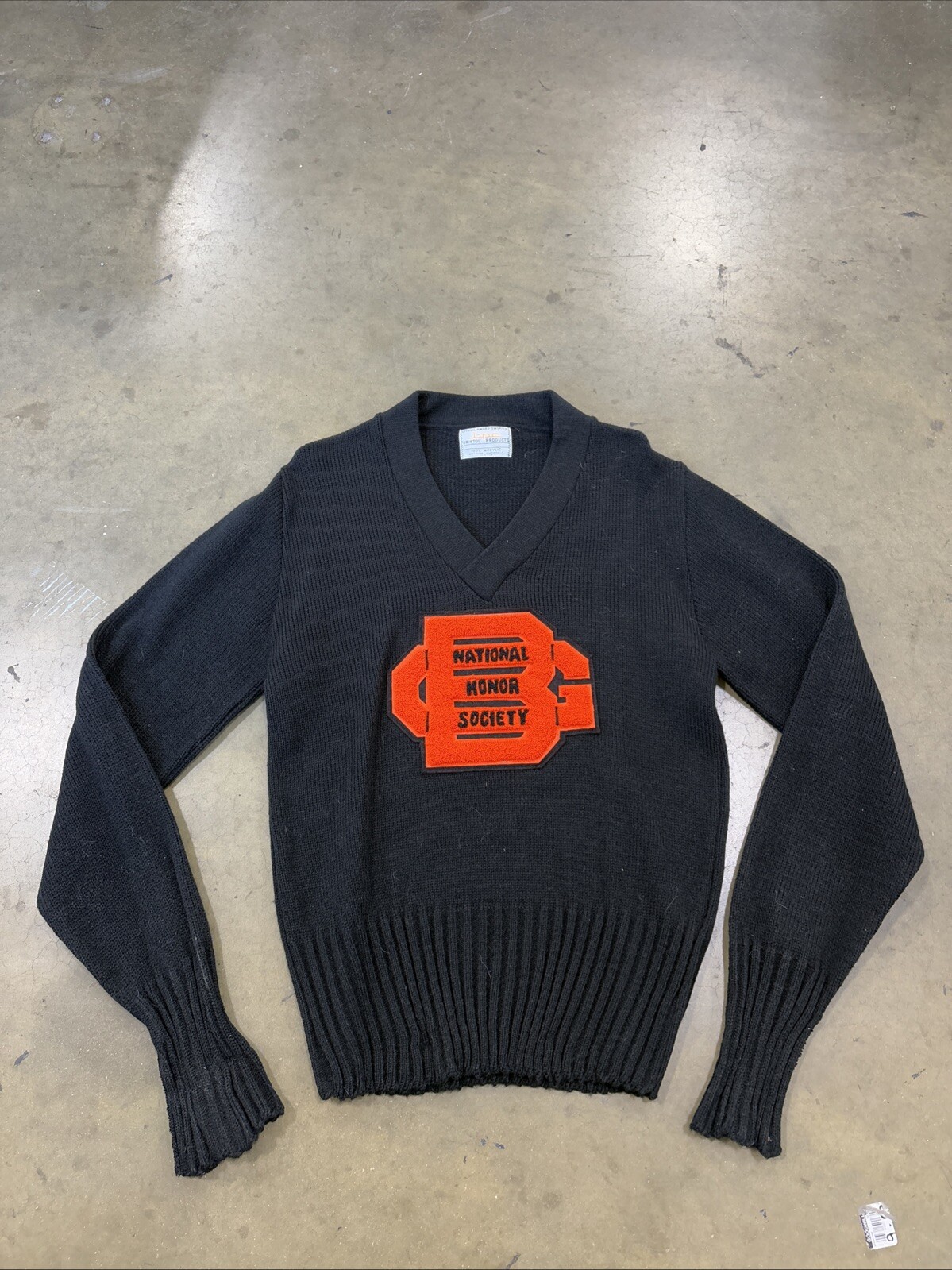 Vintage 60s 70 BRISTOL PRODUCTS Sweater 36 Chest National Honors Society Acrylic