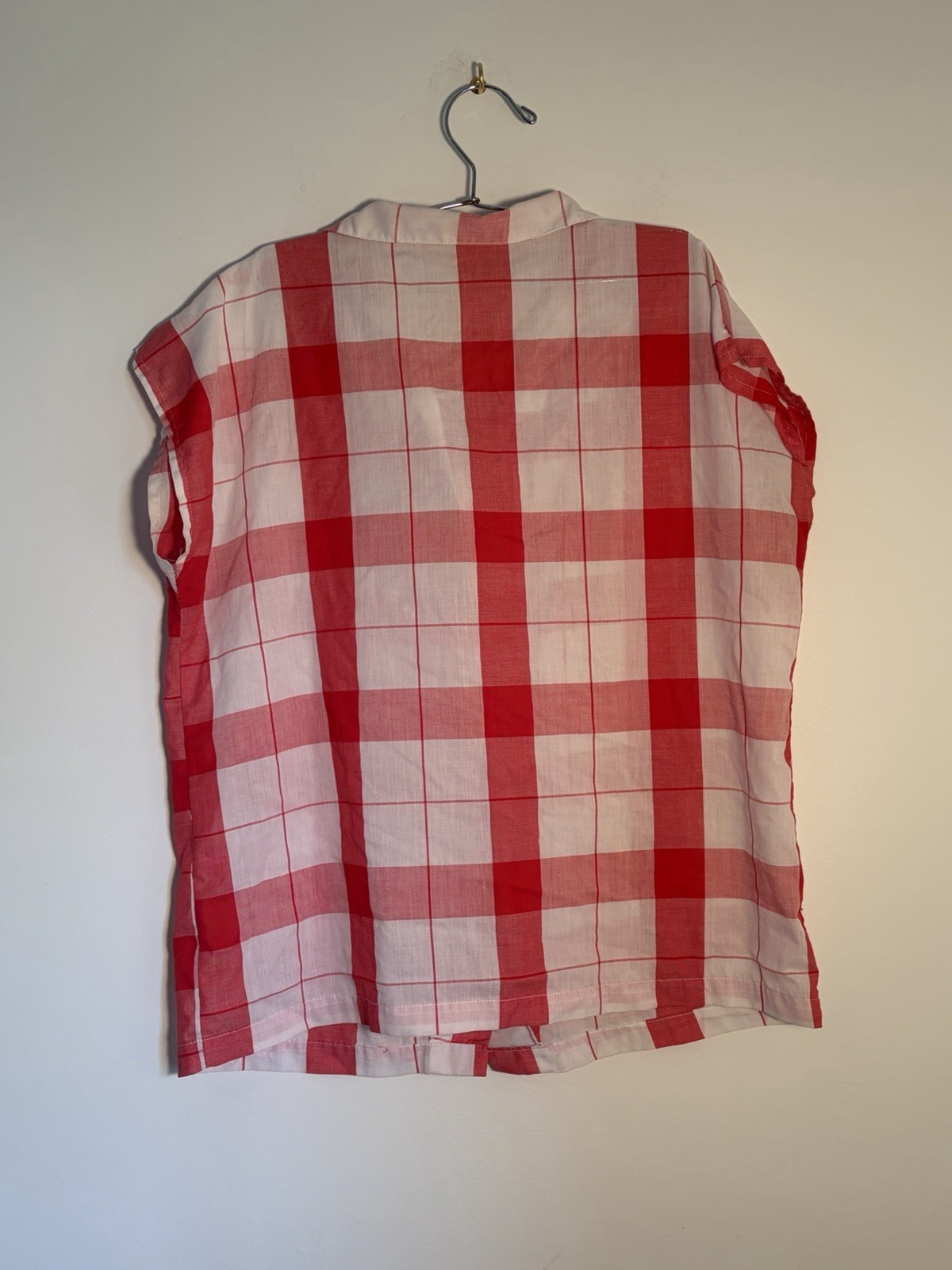 Vintage 70s Sears The Fashion Place Red Gingham Button Down Shirt Size 18
