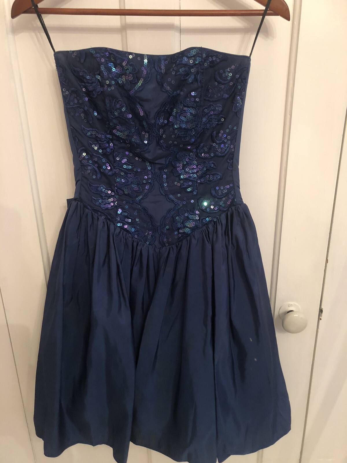 Vintage Gunne Sax By Jessica McClintock Women Sequins Bow Mini Dress 5/6 Taffeta