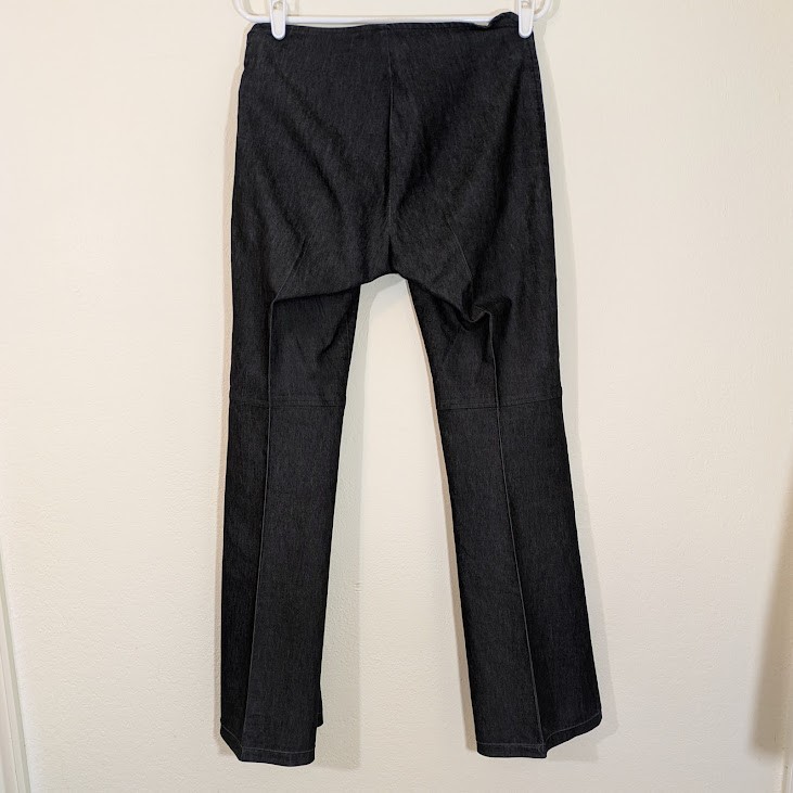 Vintage 70s Low Rise Bell Bottom Jeans Dark Denim USA 9/10 Contour Waist
