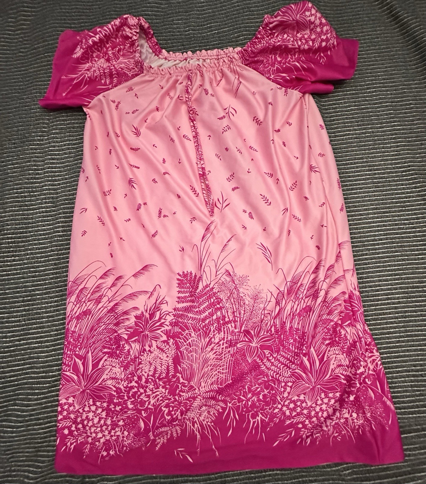 Vintage Coffee Club Pink Floral Muumuu Kaftan Lounge Nap Dress. 1 Pocket