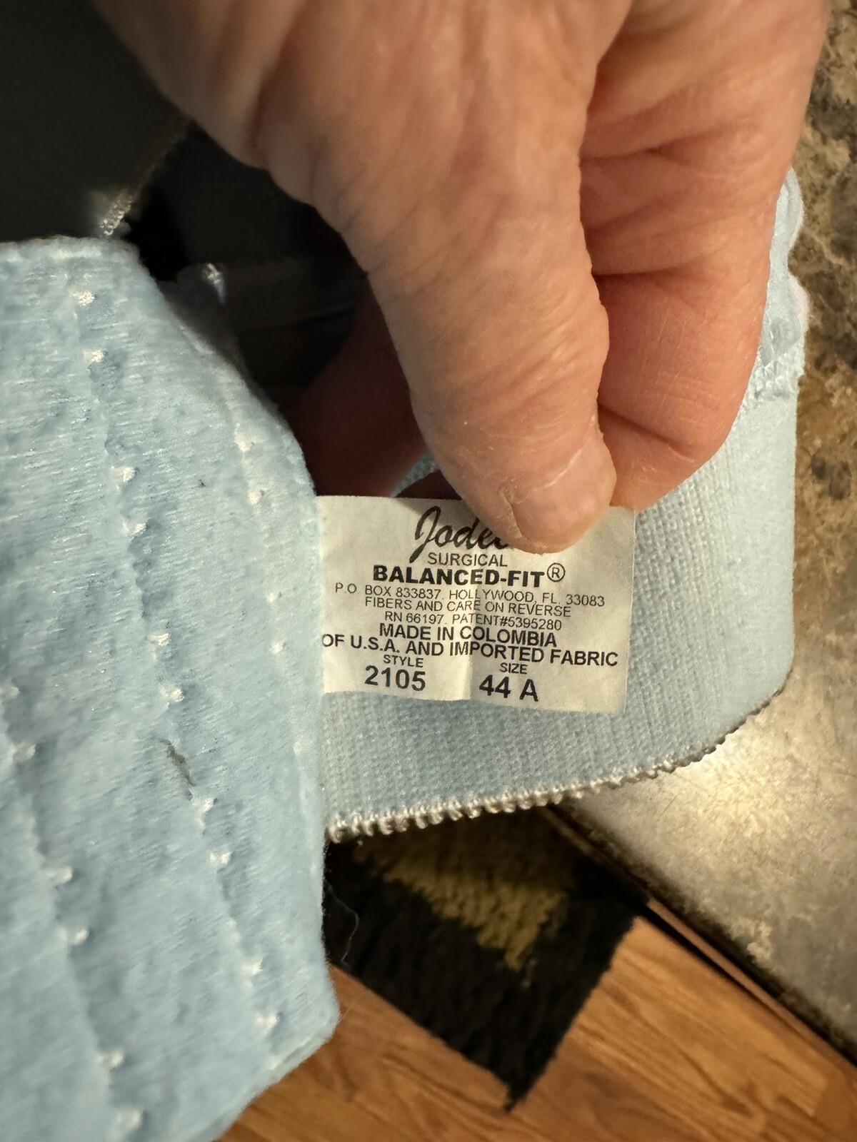 JODEE SURGICAL BALANCED FIT MASTECTOMY BRA. 44 A. BLUE