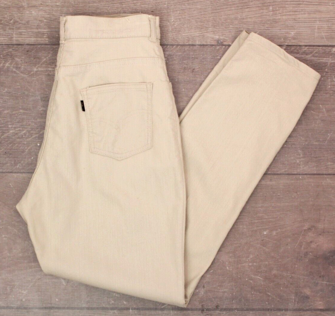 VTG Women’s 60s Levi’s Big E Cream Color Pants / Jeans Sz 28.5″ 1960s High Waist