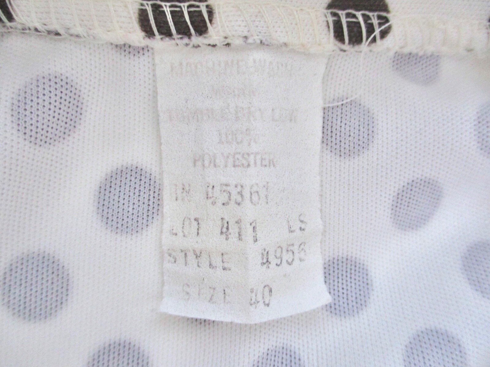 Vtg 60s 70s Brown Dot Poly Blouse Pockets Beautician Salon Uniform Smock Top 40