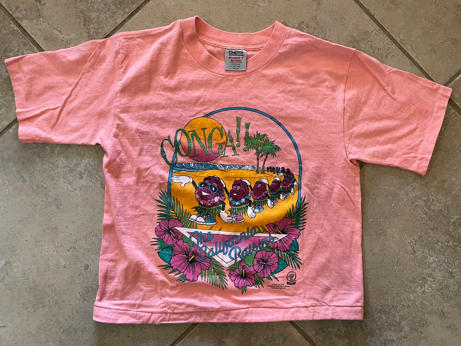 Vintage Single Stitch 1987 The California Raisins Congo Crop Top Large Pink