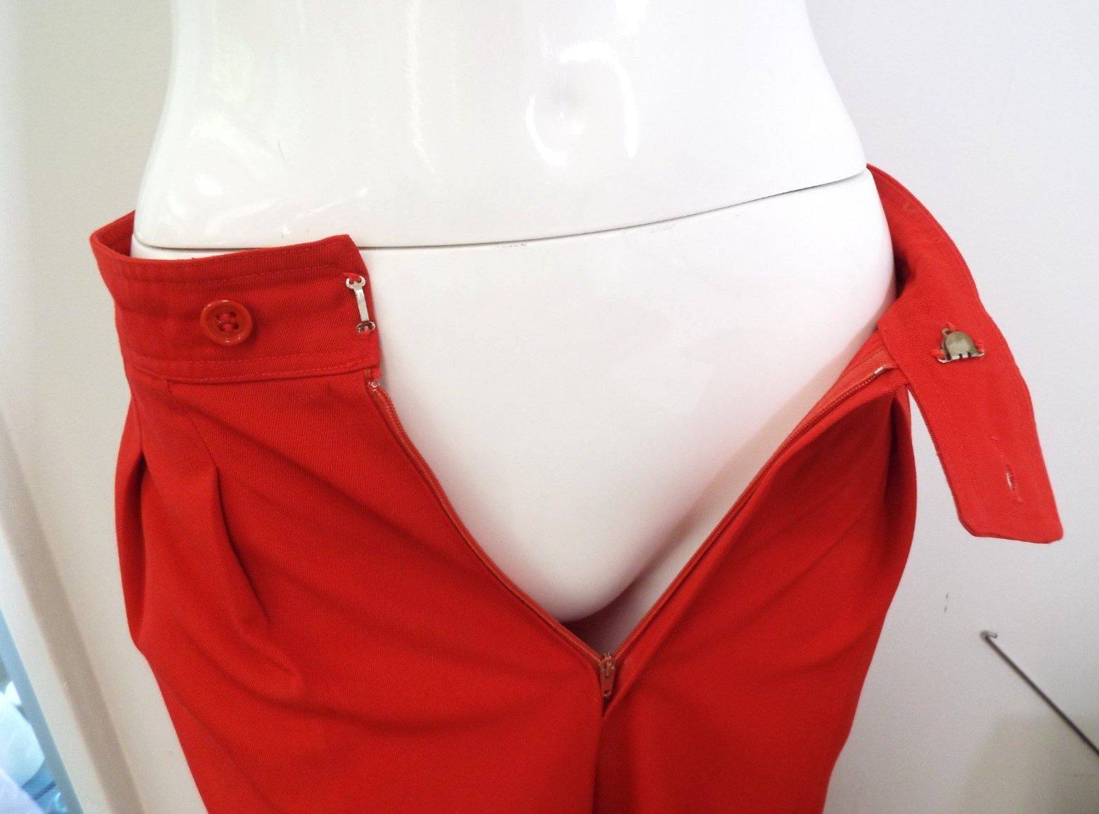 VTG 1970 Yves Saint Laurent Rive Gauche Red Wool Pants YSL Wide Leg Trousers USA