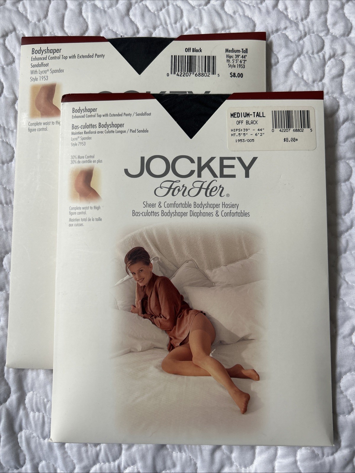 Jockey For Her Pantyhose Bodyshaper Black Control Top Medium Tall 1996 Vintage