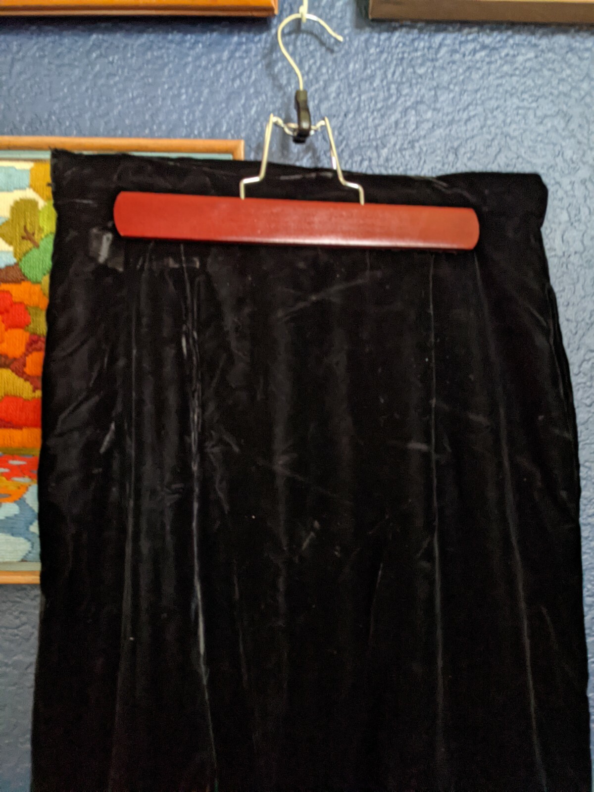 VTG Malbe 1970s Black Velvet Maxi Long Skirt Sz Small S