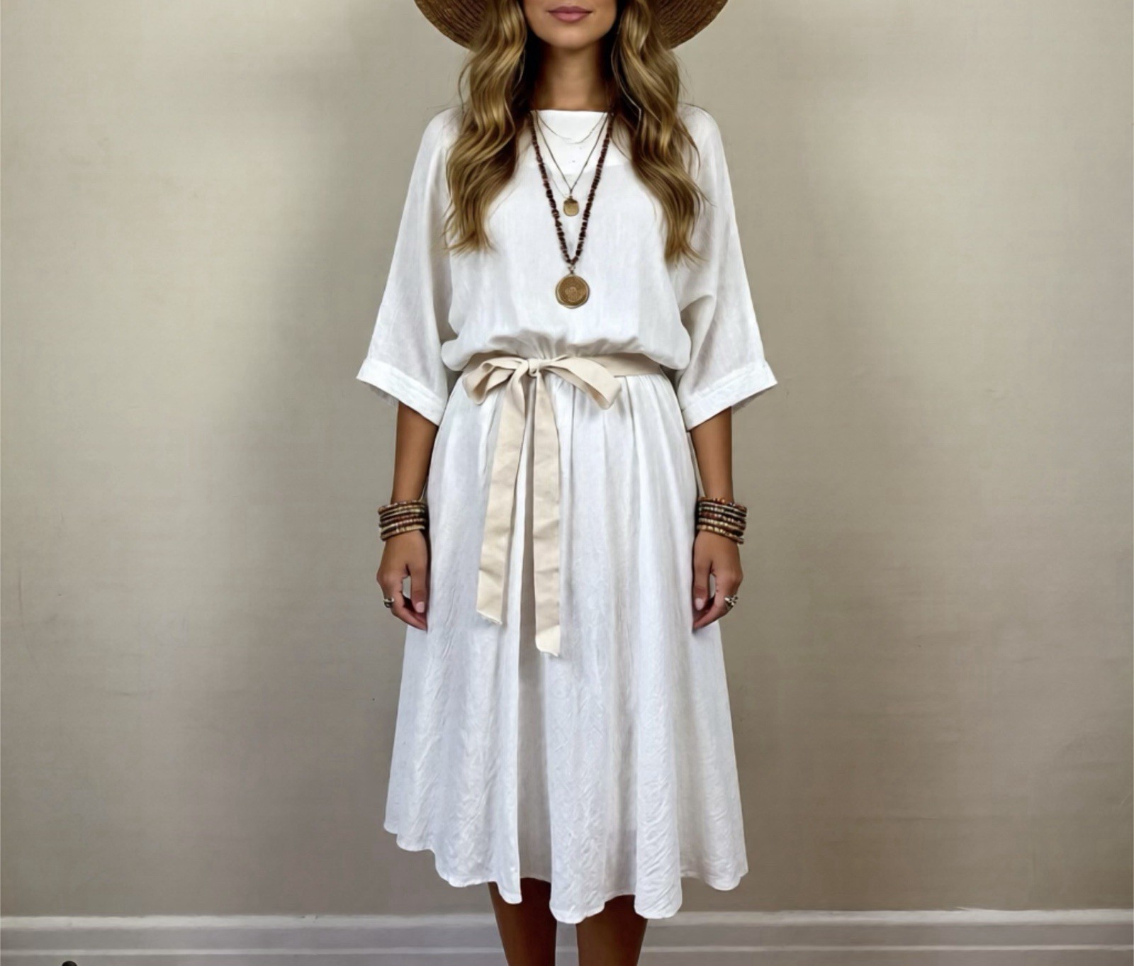 Vtg 70s Cotton Gauze Dress Fairy Bohemian Grecian Cotton dolman Sleeve goddess