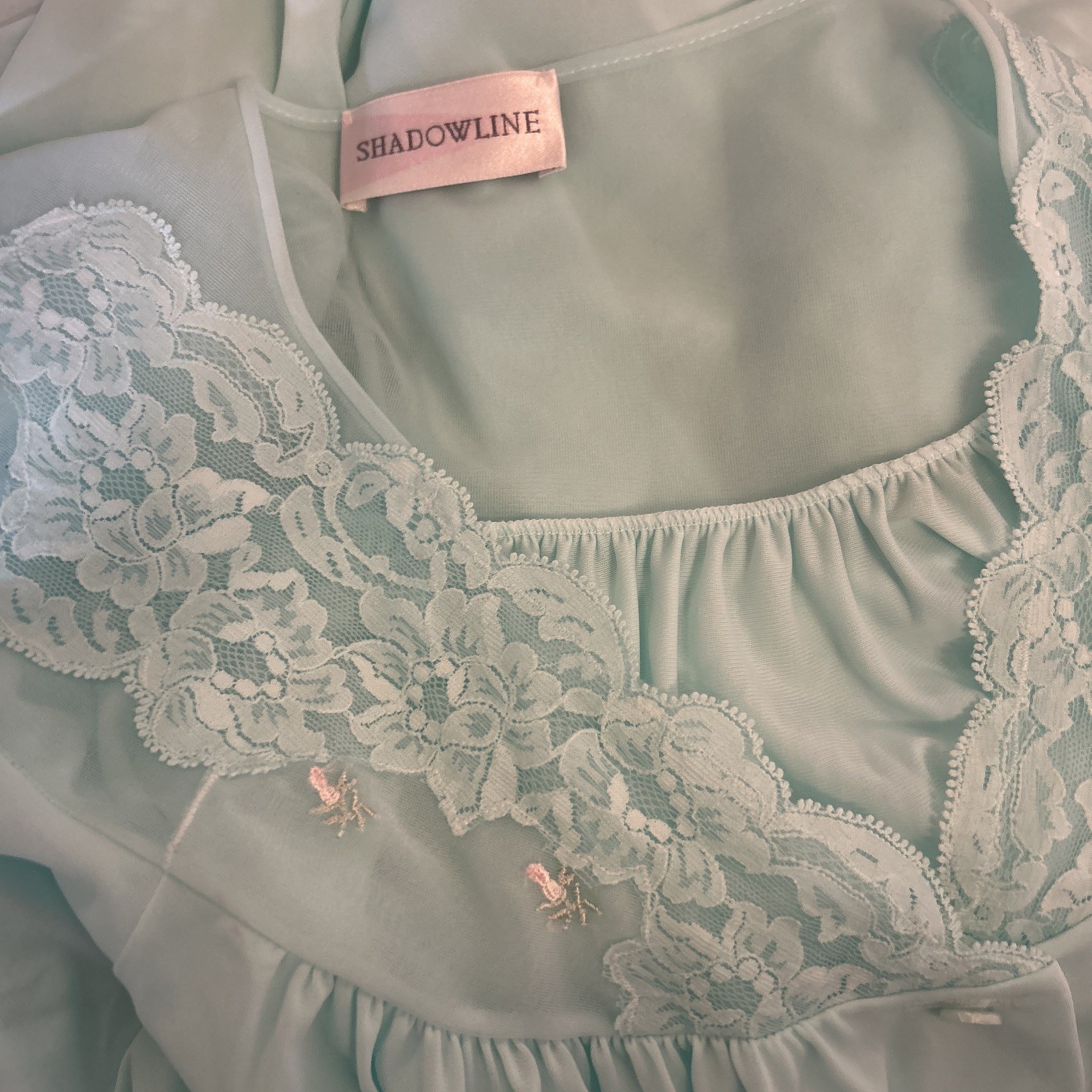 Vintage Shadowline Nightgown Nylon Silky Soft Blue S-M-L- XL Short Sleeved