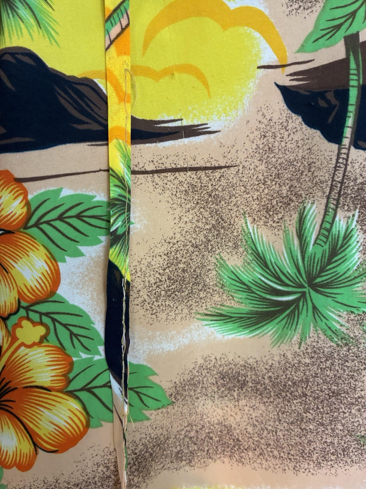 Pomare Hawaii Palm Tree Floral Dress Tiki Acrylic 70’s Vibrant No Size Tag/Flaws