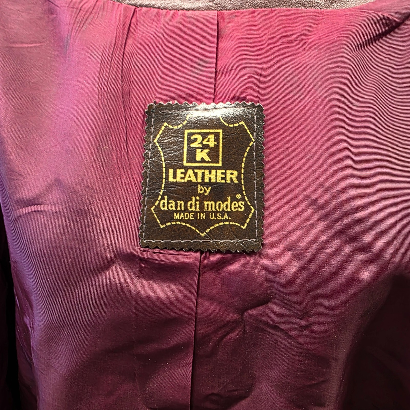 VTG 70s Dan di Modes 24K Leather Cape Coat Burgundy Jacket