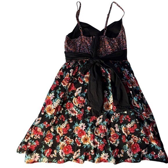 Vintage 2010 Cottagecore Empire Waist Bow tie-back Mixed Floral Sundress Size-S