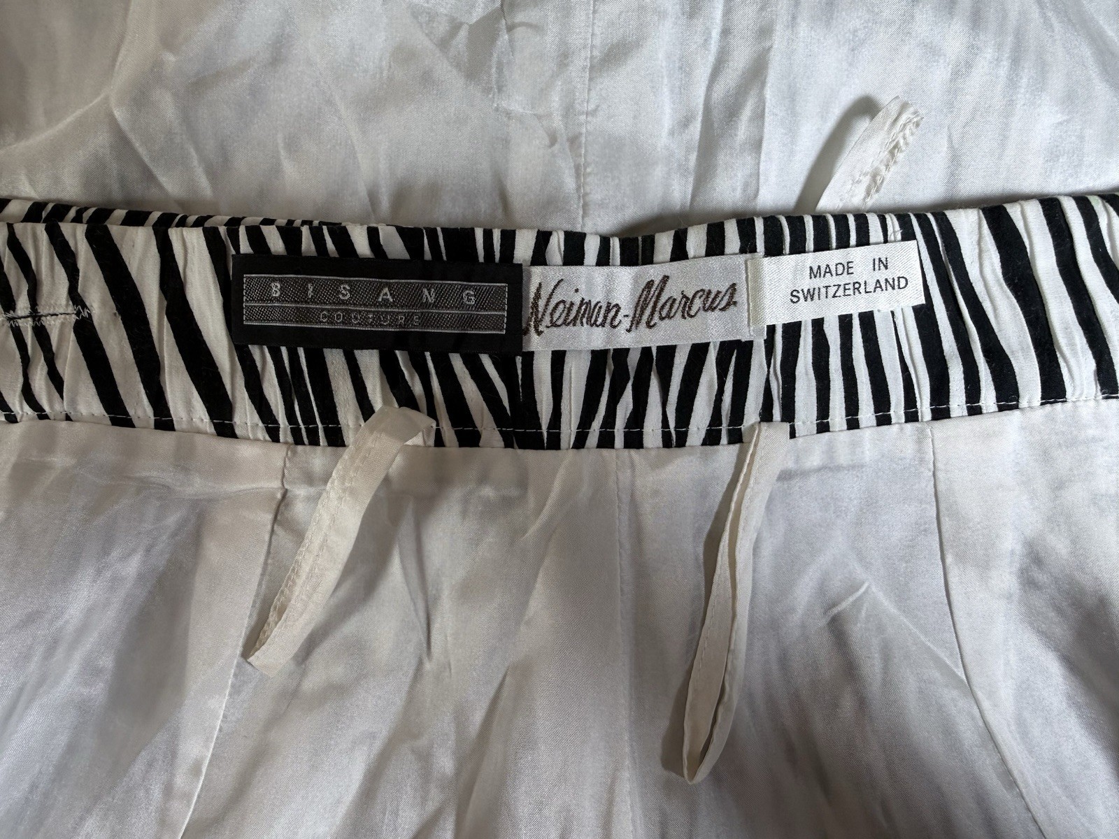 Vintage Bisang Couture Neiman Marcus XS Pencil Skirt Black White Zebra Print