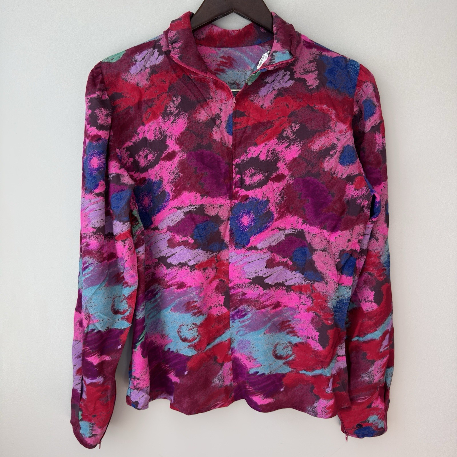 Vintage Emanuel Ungaro Parallele Paris Women’s 1/4 Zip Pullover Floral Medium