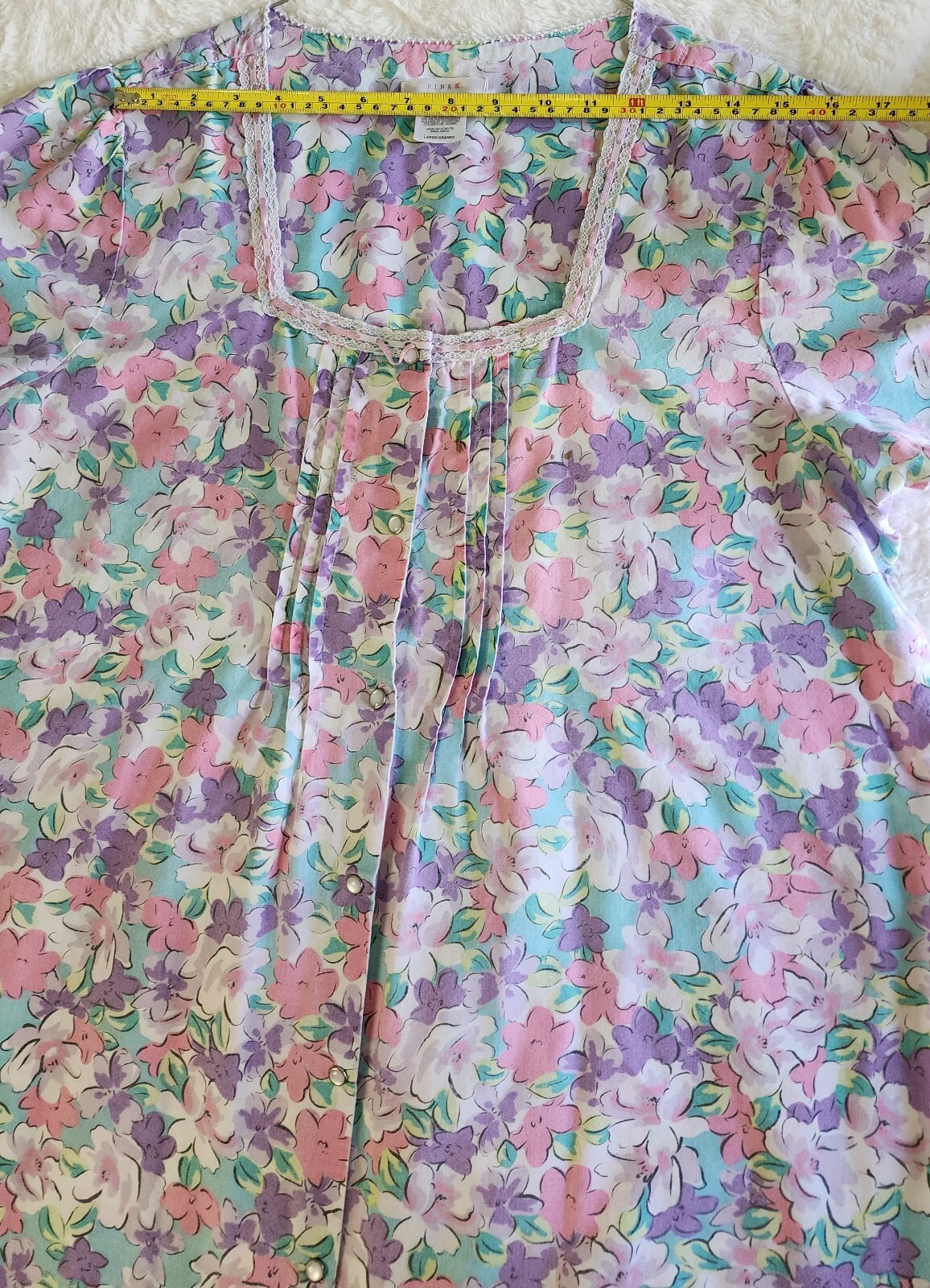 Vintage K-Mart PINK With Pearl Style Snap Closure House Coat Duster Nightgown L