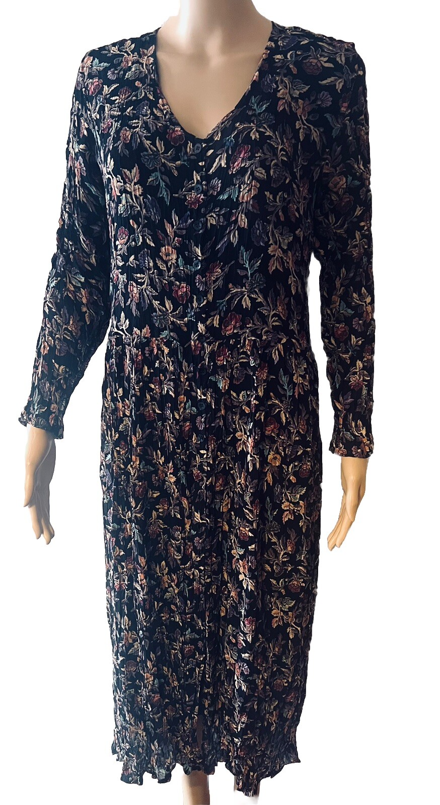 MINT Beautiful VTG Starina Floral Maxi Dress Cottagecore Whimsical Goth Medium