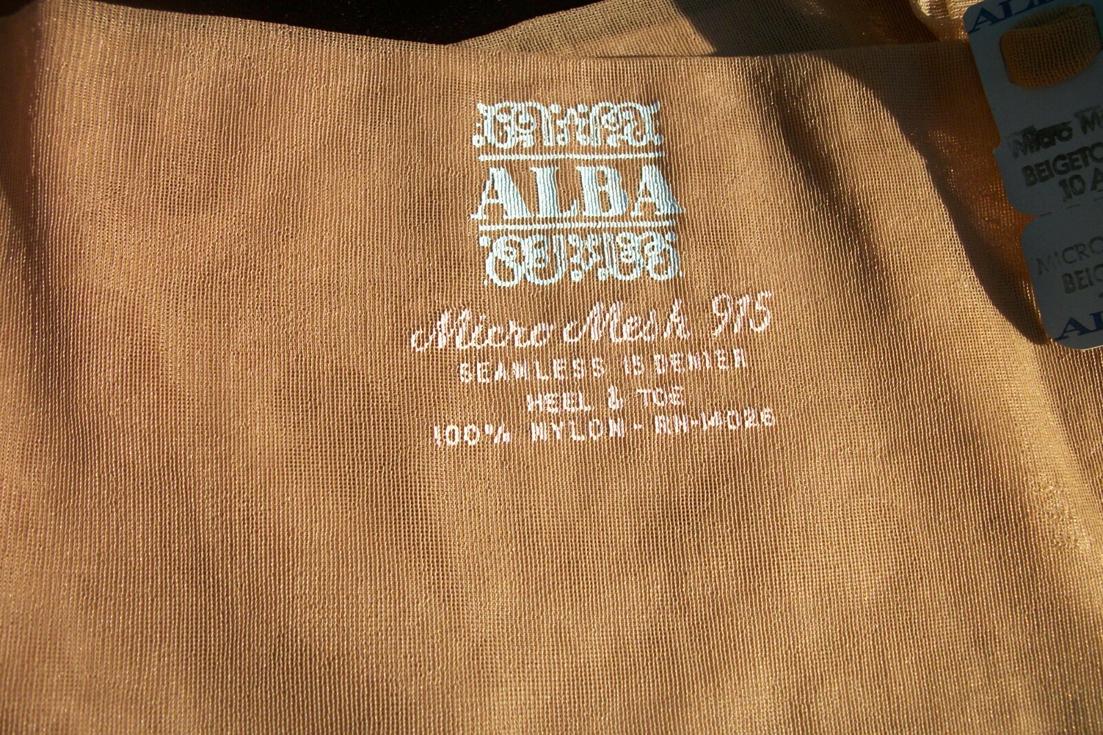 Vintage Stockings Alba Micro Mesh Seamless 15 Denier Nylon 10A Beige