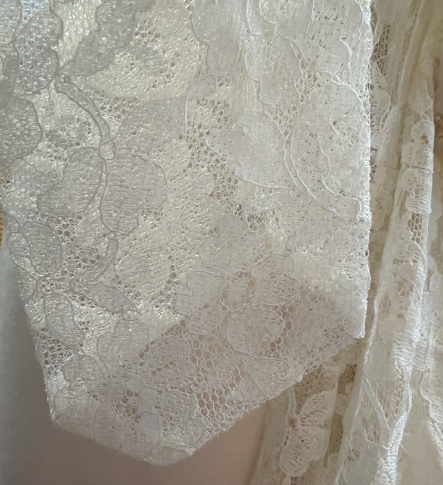 Lace Wedding Dress With Head Cap Train VTG 1951
