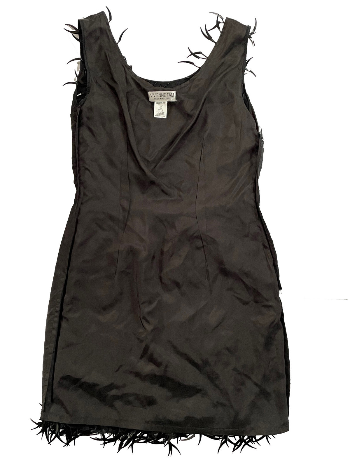 Vintage VIVIENNE TAM East Wind Code Tank Dress Black Beaded Sequined Size 2 (S)