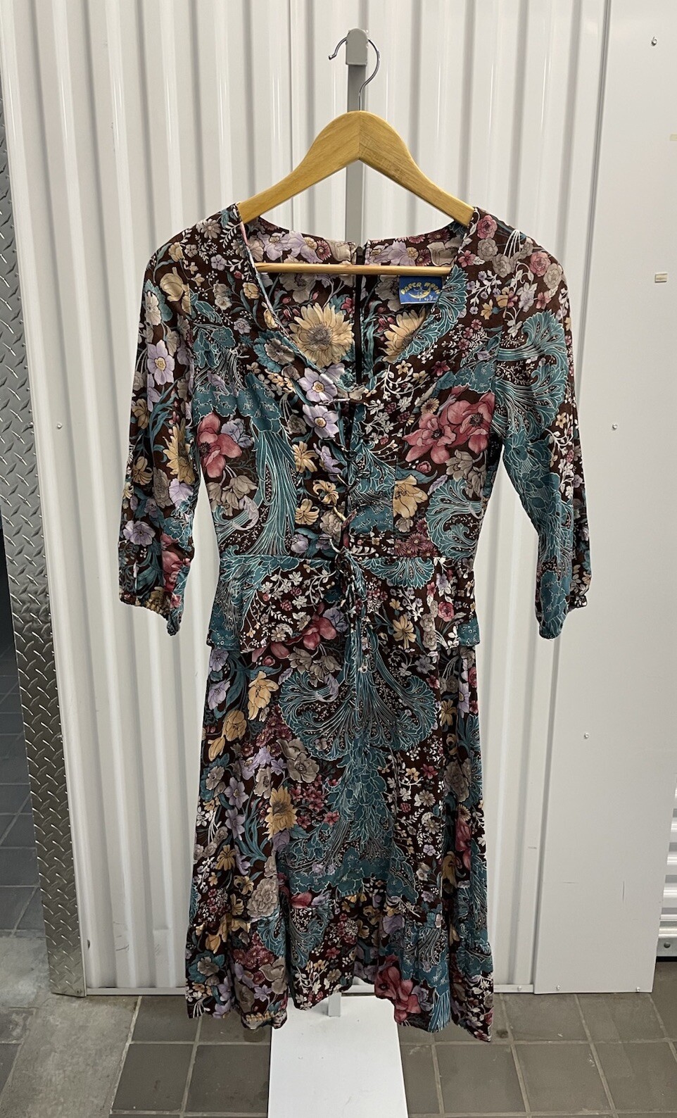 VTG 70s Paper Moon By Yvette Cottagecore Prairie Hippie Floral Dress Size Small