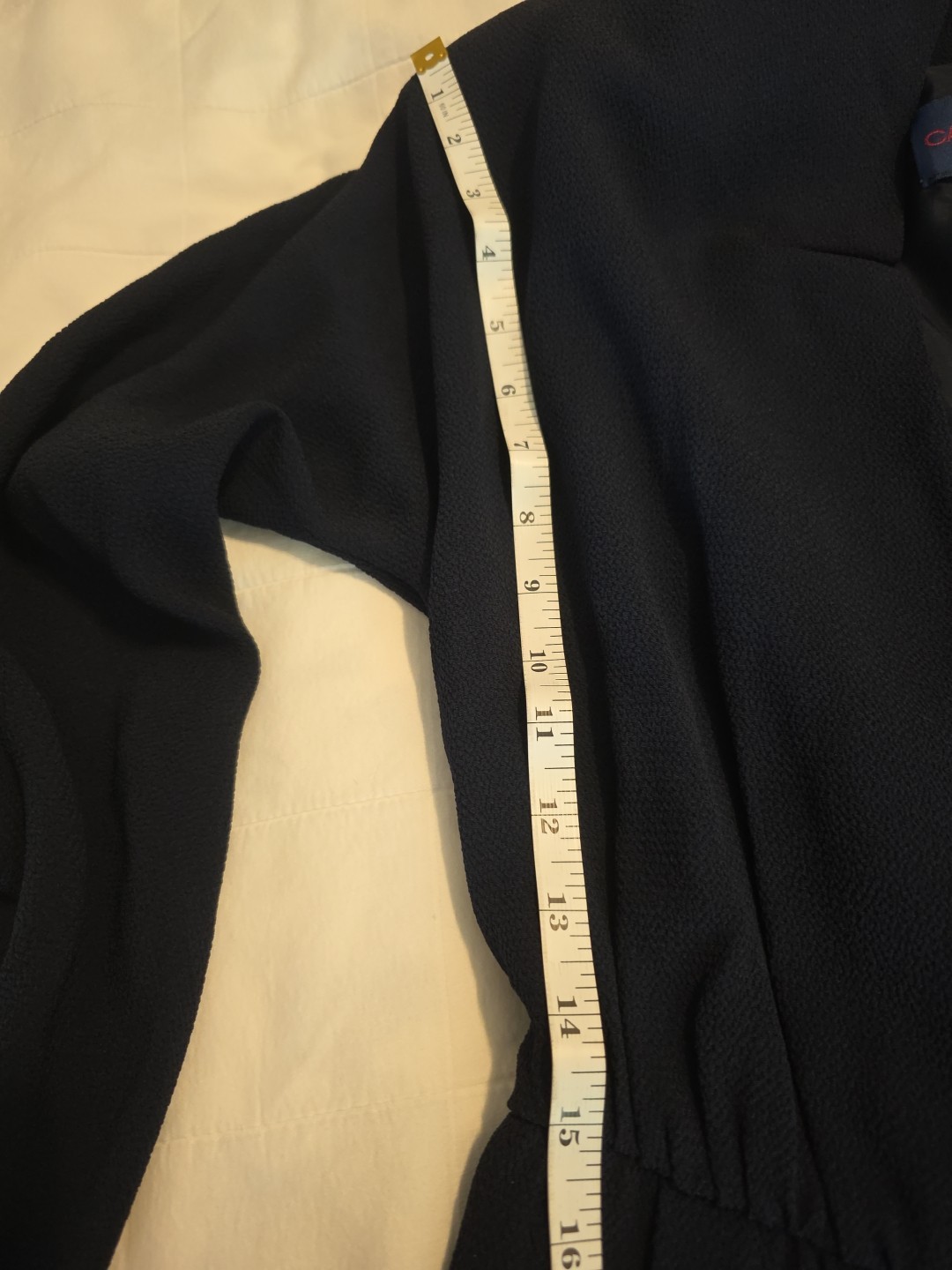 VTG Caroline Roehm Dark Navy Jumpsuit Lined Deep V Wide Leg Long Sleeve 29 Waist
