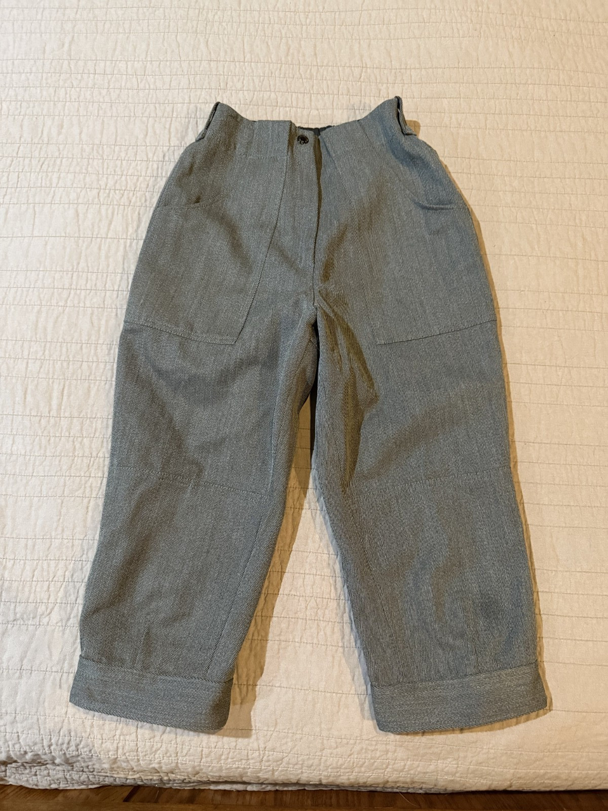 Women’s Vtg FILSON Gray Wool Cropped Riding Pants Knickers Waist 23″-26″ x 18.5″