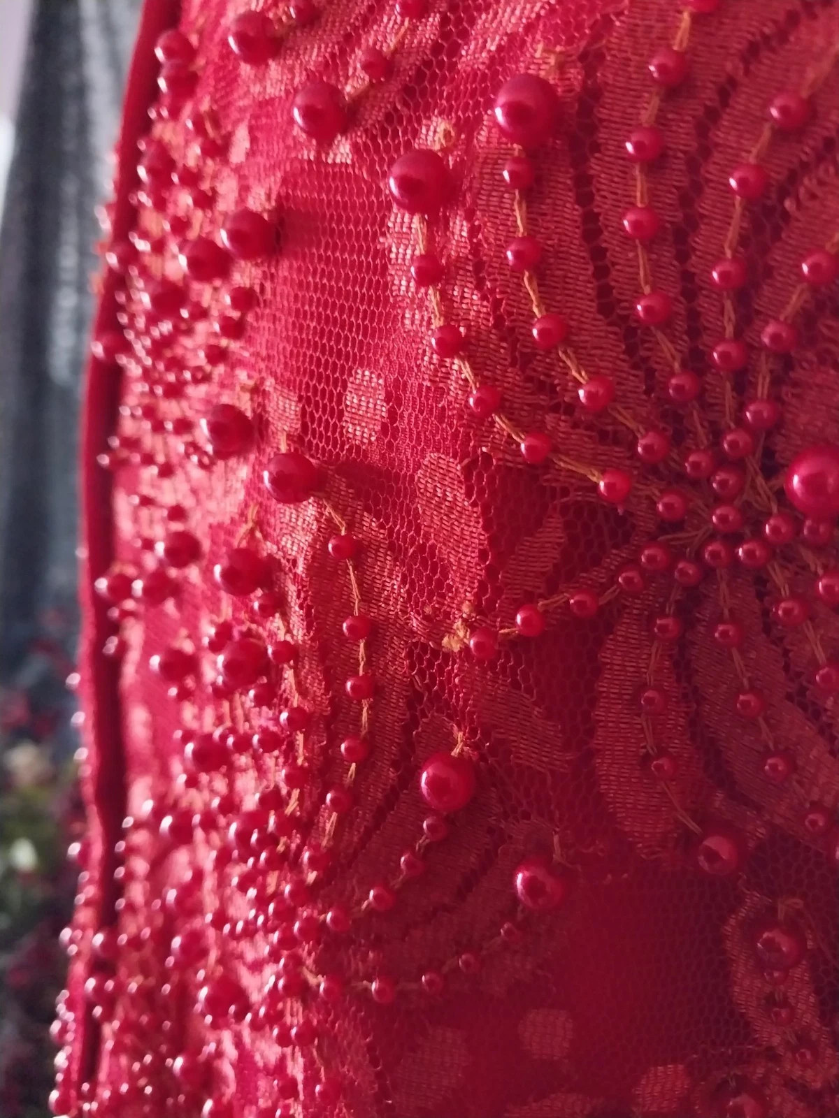 VTG FLAPPER BEADED FRINGE RAGTIME GATSBY 20S STYL RED SKIRT BLOUSE DRESS SET 42